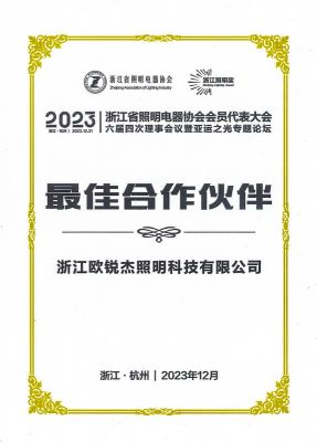 2023浙江省照明電器協(xié)會會員代表大會 最佳合作伙伴